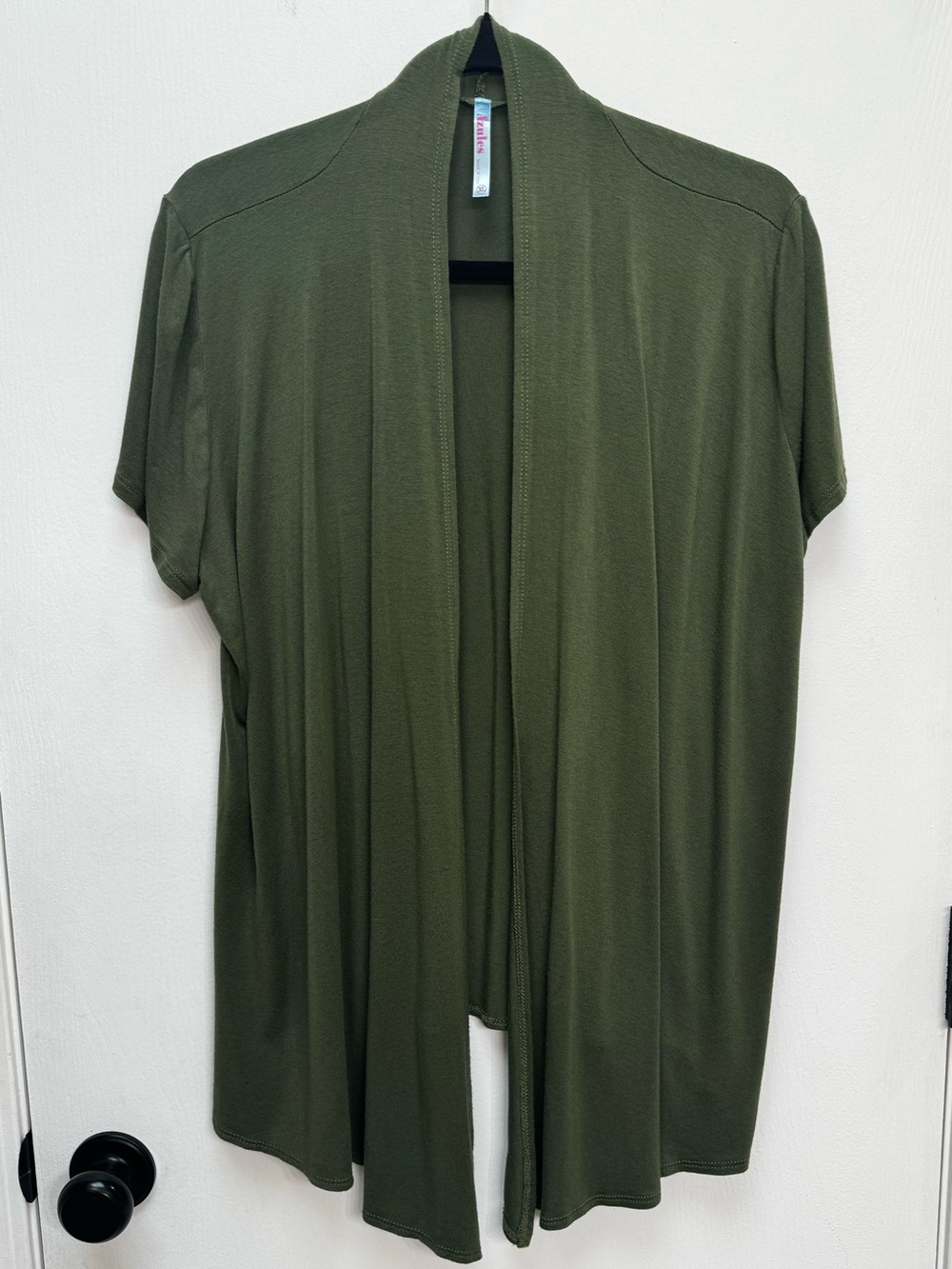 Azules Olive Green Short Sleeve Open Cardigan